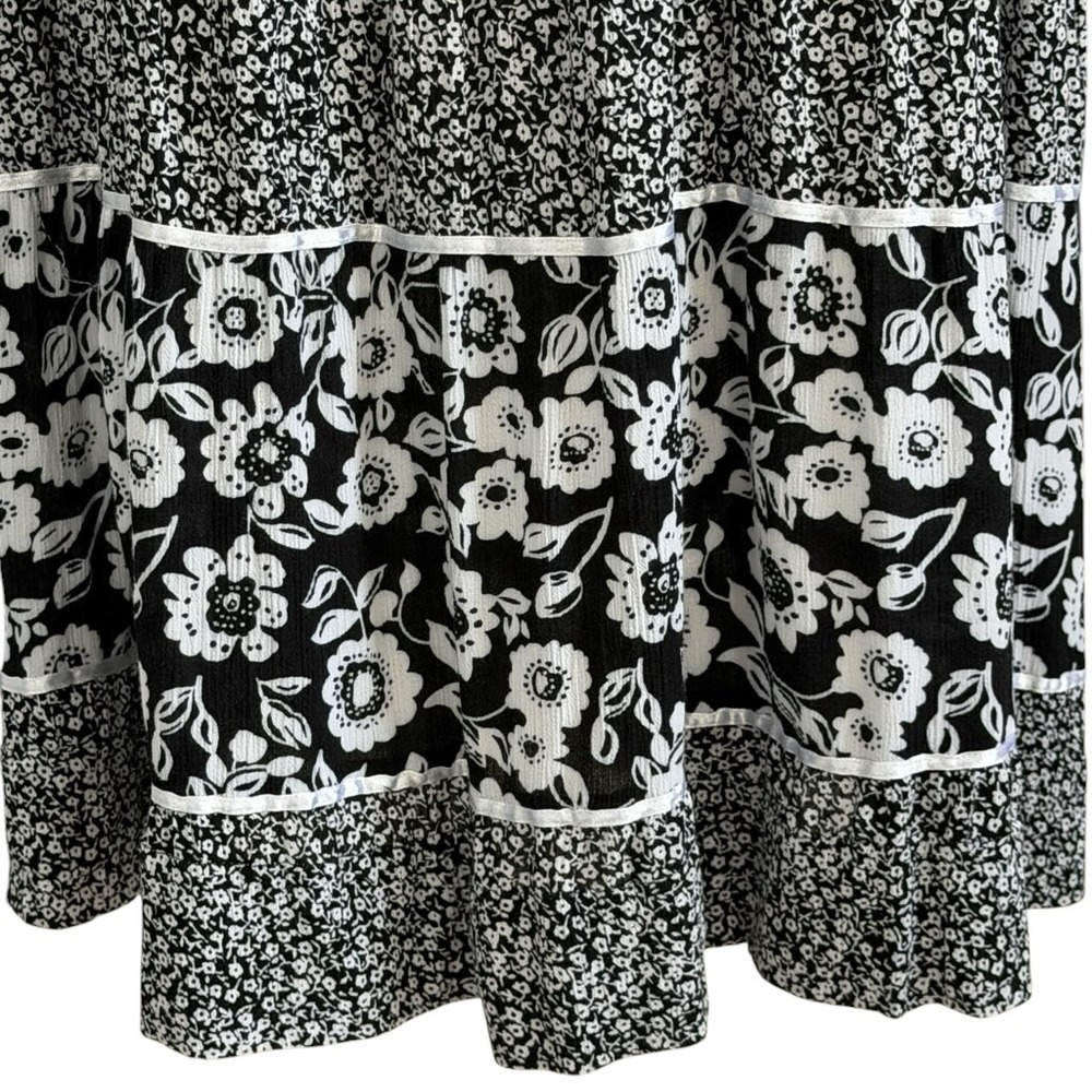Cathy Daniels Floral Tiered Midi Skirt Boho Cottagecore Prairie Flowy 1X Plus - Picture 5 of 7